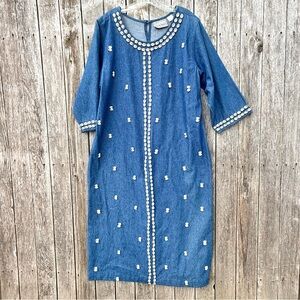 Vintage Molato Denim Dress Embellished With Shells Women’s XL